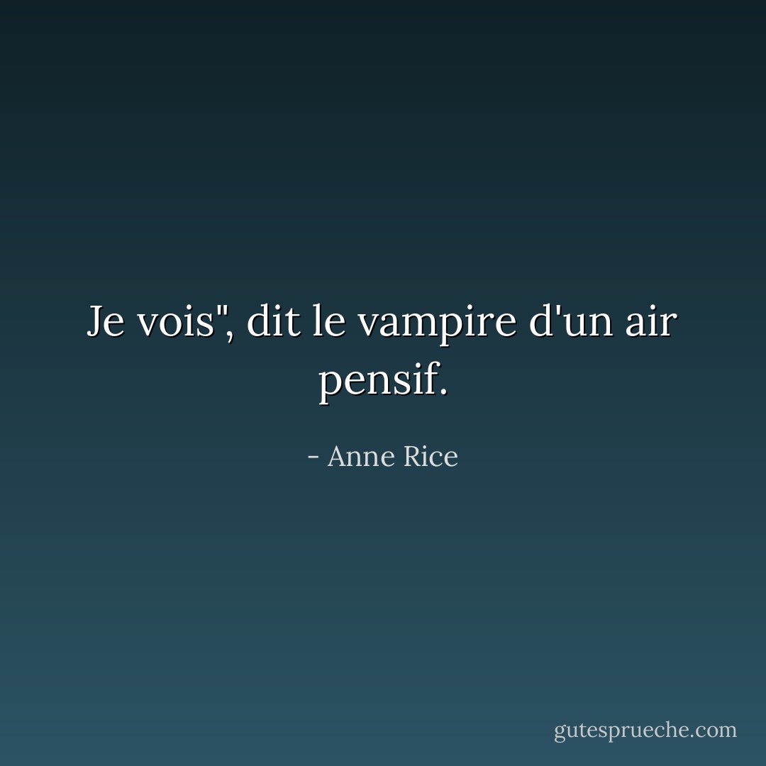 Je vois", dit le vampire d'un air pensif. - Anne Rice