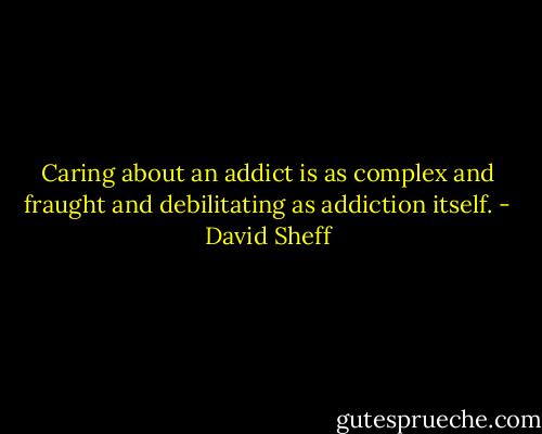 Caring about an addict is as complex and fraught and debilitating as addiction itself. - David Sheff