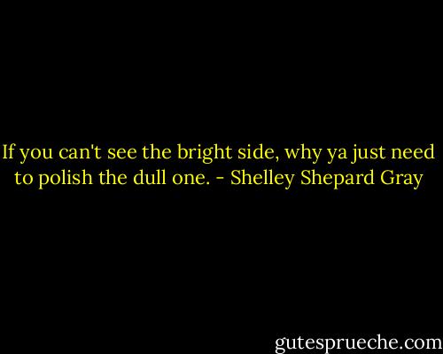 If you can't see the bright side, why ya just need to polish the dull one. - Shelley Shepard Gray