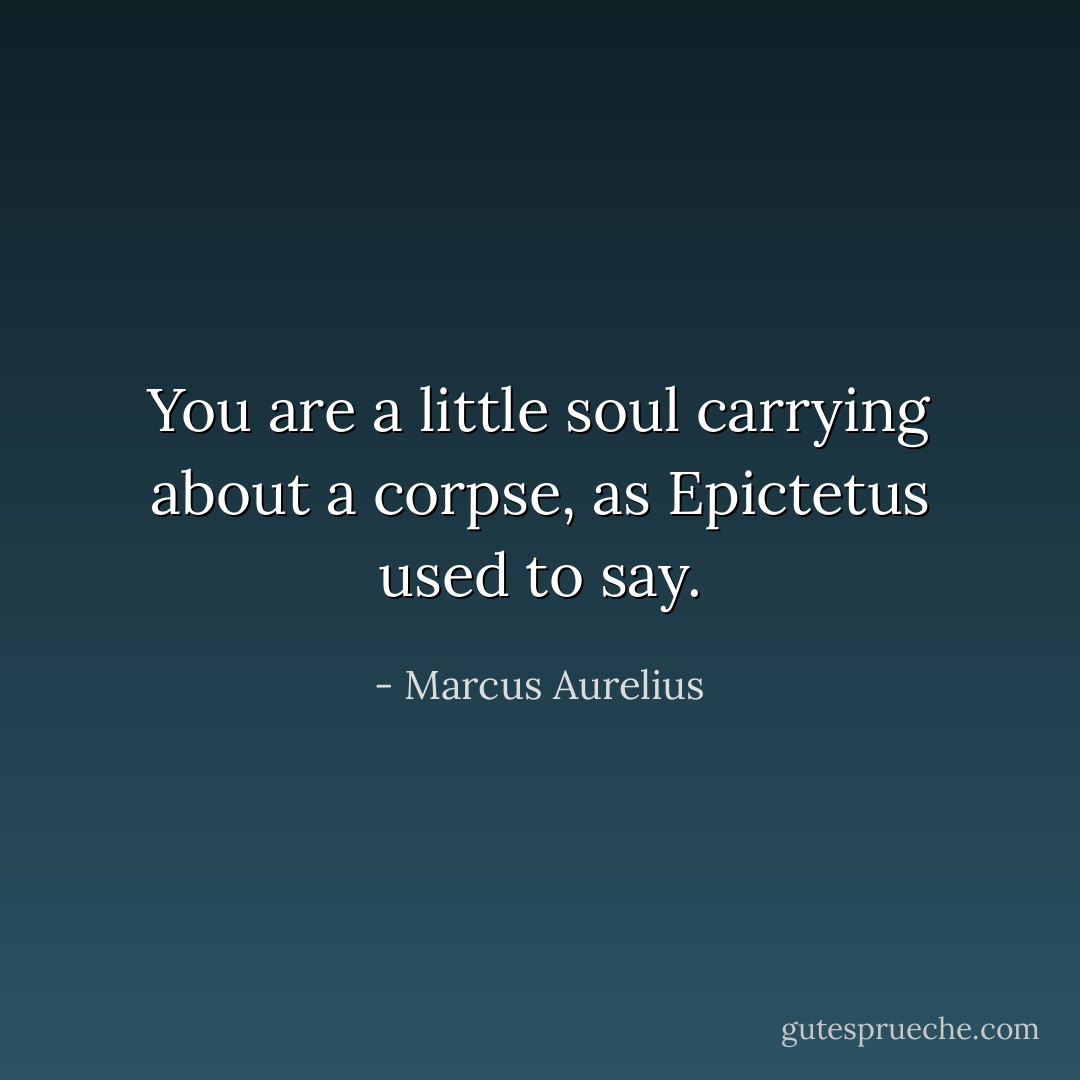 You are a little soul carrying about a corpse, as Epictetus used to say. - Marcus Aurelius