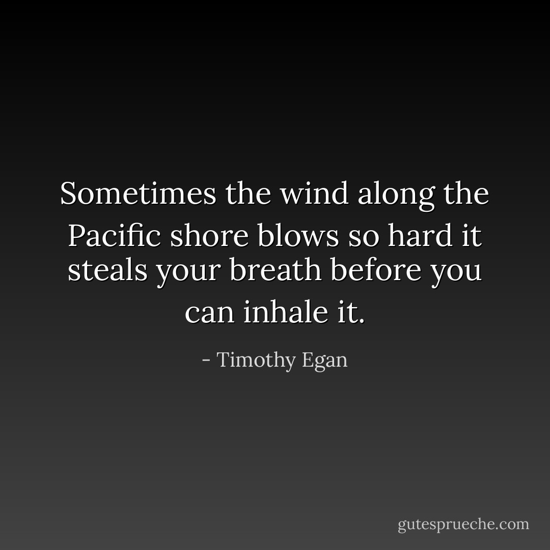 Sometimes the wind along the Pacific shore blows so hard it steals your breath before you can inhale it. - Timothy Egan