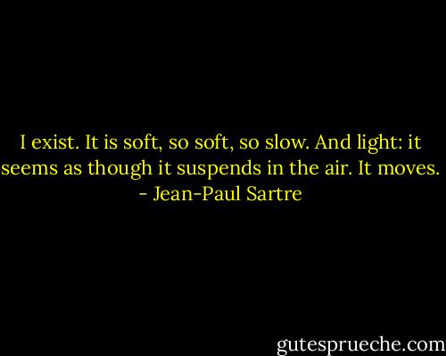 I exist. It is soft, so soft, so slow. And light: it seems as though it suspends in the air. It moves. - Jean-Paul Sartre