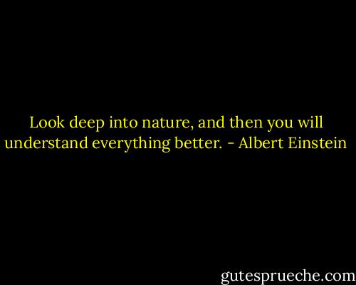 Look deep into nature, and then you will understand everything better. - Albert Einstein