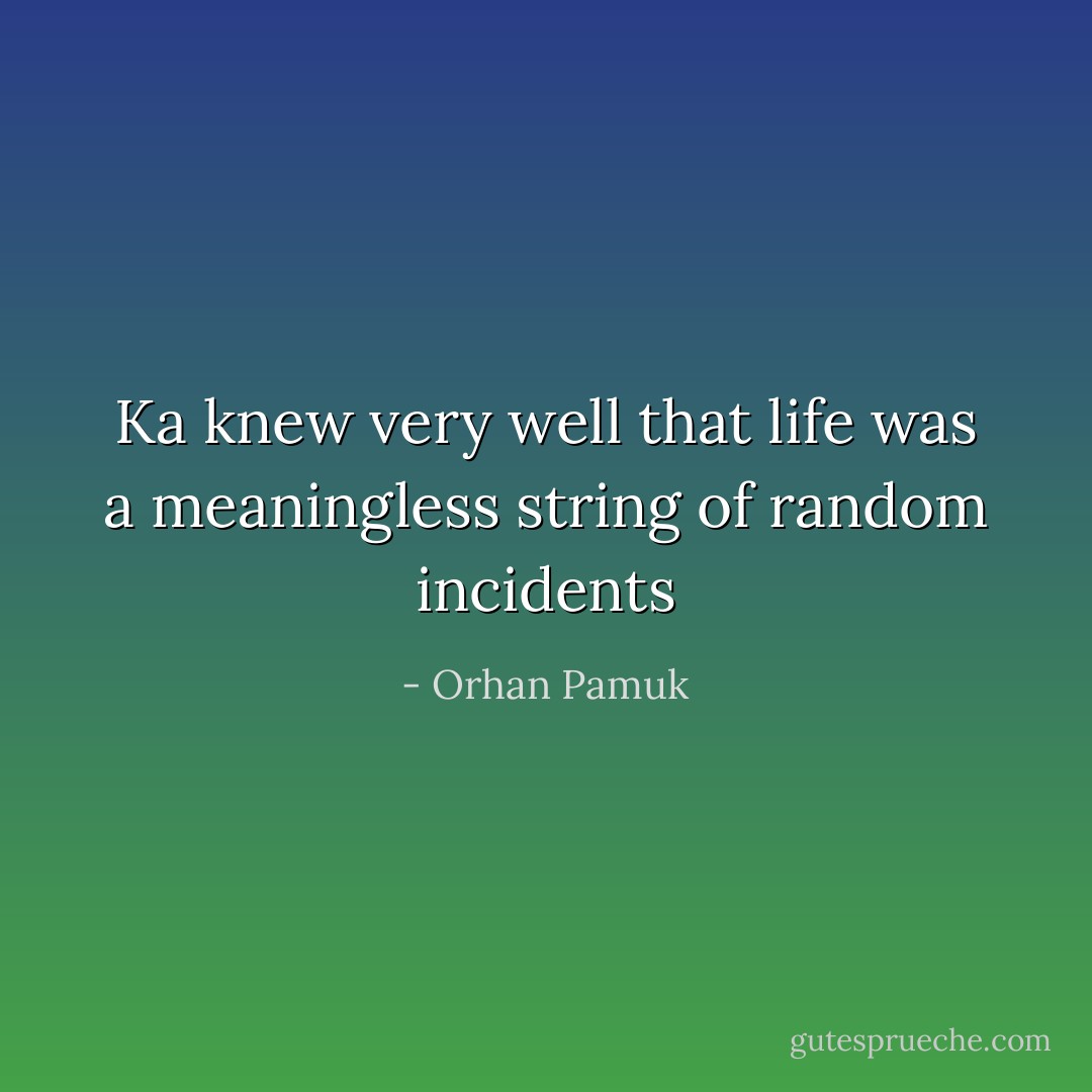 Ka knew very well that life was a meaningless string of random incidents - Orhan Pamuk
