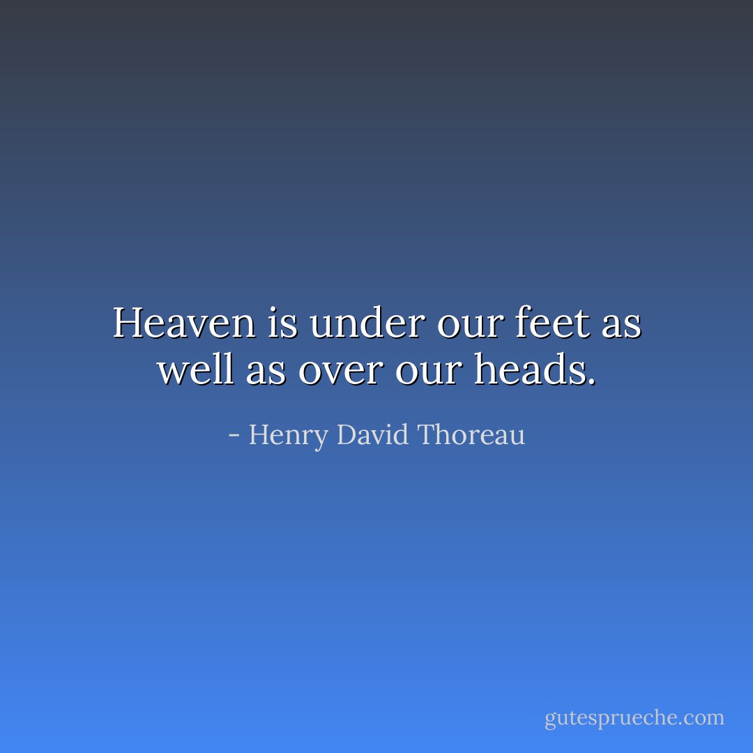 Heaven is under our feet as well as over our heads. - Henry David Thoreau