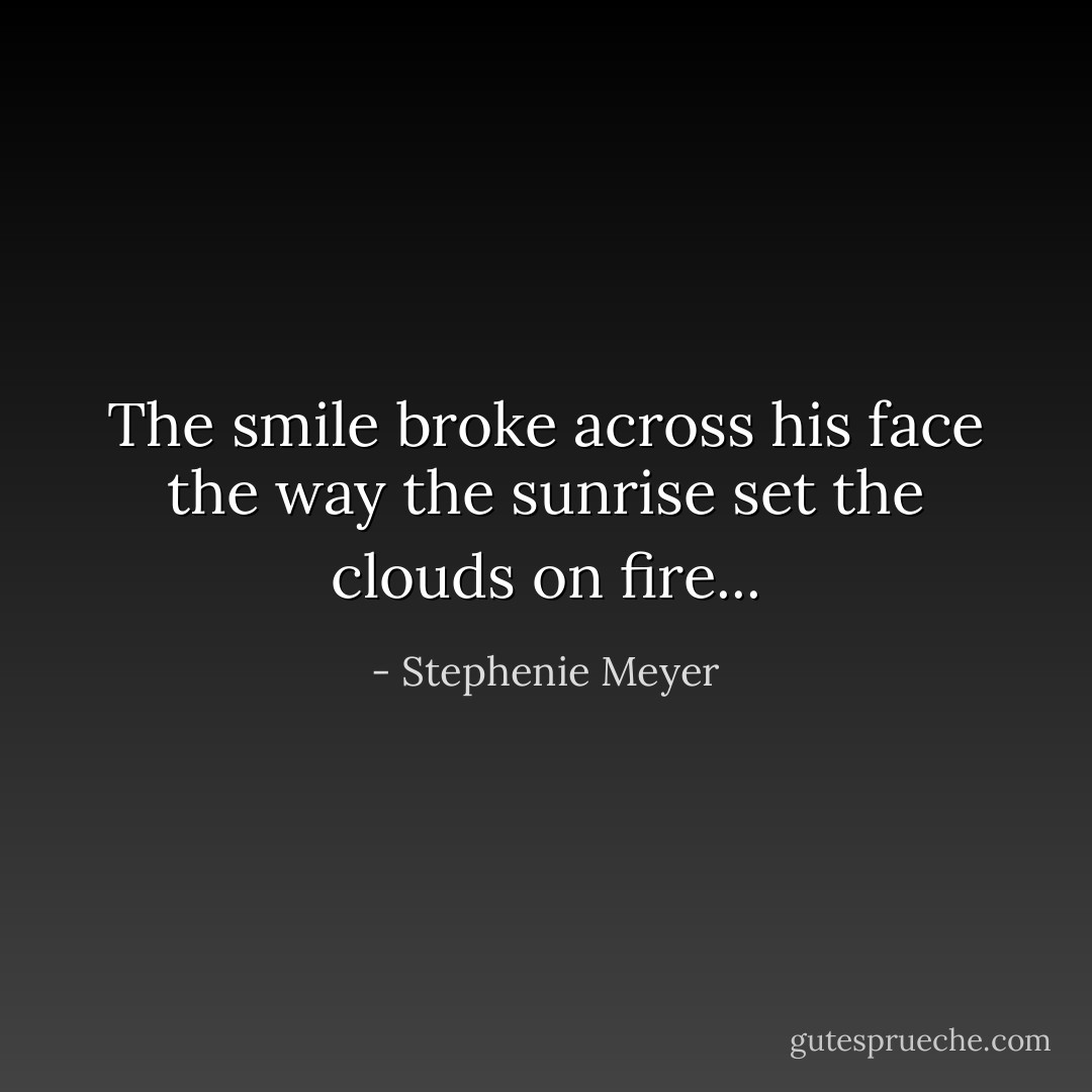 The smile broke across his face the way the sunrise set the clouds on fire... - Stephenie Meyer