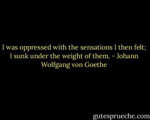 I was oppressed with the sensations I then felt; I sunk under the weight of them. - Johann Wolfgang von Goethe