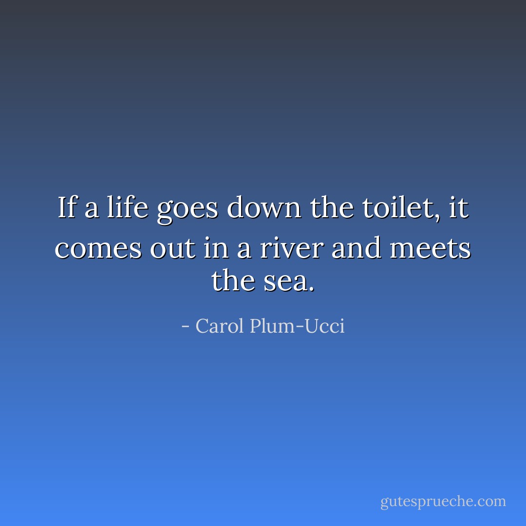 If a life goes down the toilet, it comes out in a river and meets the sea. - Carol Plum-Ucci