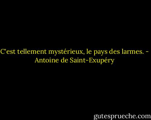 C'est tellement mystérieux, le pays des larmes. - Antoine de Saint-Exupéry