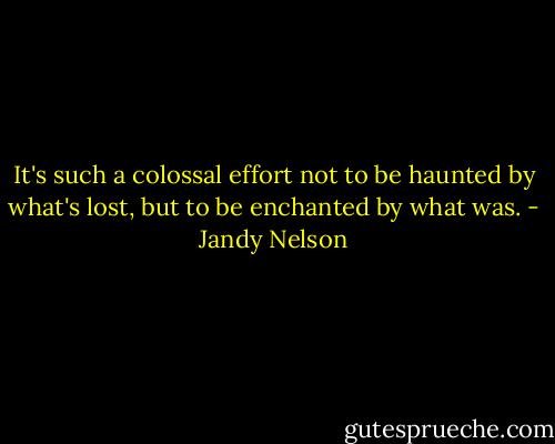 It's such a colossal effort not to be haunted by what's lost, but to be enchanted by what was. - Jandy Nelson