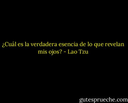 ¿Cuál es la verdadera esencia de lo que revelan mis ojos? - Lao Tzu