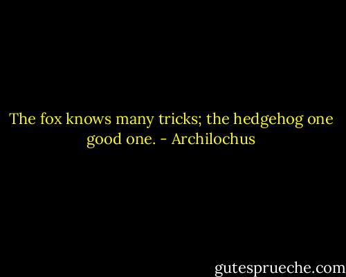 The fox knows many tricks; the hedgehog one good one. - Archilochus