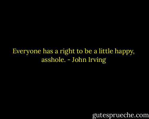 Everyone has a right to be a little happy, asshole. - John Irving