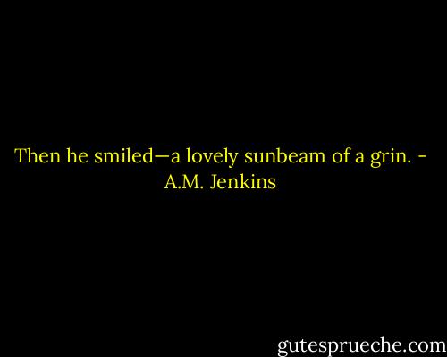 Then he smiled—a lovely sunbeam of a grin. - A.M. Jenkins