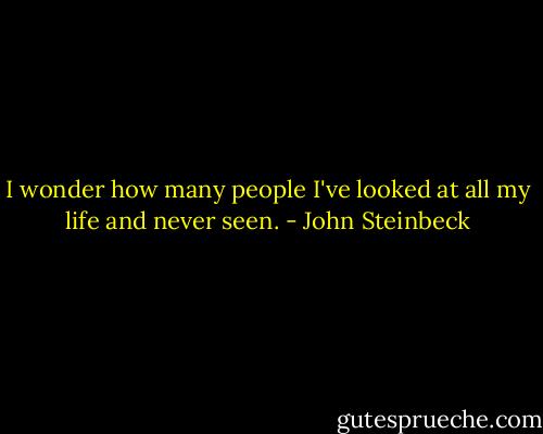 I wonder how many people I've looked at all my life and never seen. - John Steinbeck