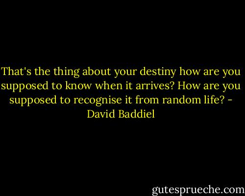 That's the thing about your destiny how are you supposed to know when it arrives? How are you supposed to recognise it from random life? - David Baddiel