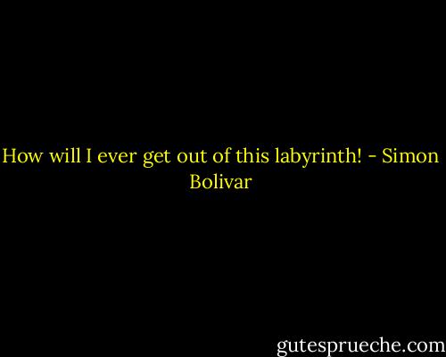 How will I ever get out of this labyrinth! - Simon Bolivar
