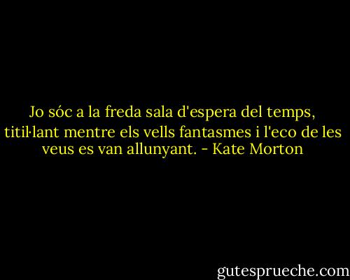 Jo sóc a la freda sala d'espera del temps, titil·lant mentre els vells fantasmes i l'eco de les veus es van allunyant. - Kate Morton