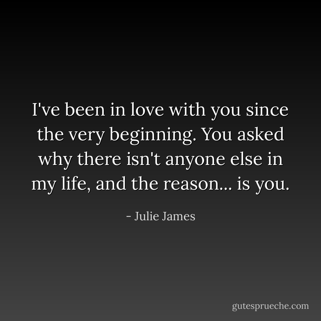 I've been in love with you since the very beginning. You asked why there isn't anyone else in my life, and the reason... is you. - Julie James