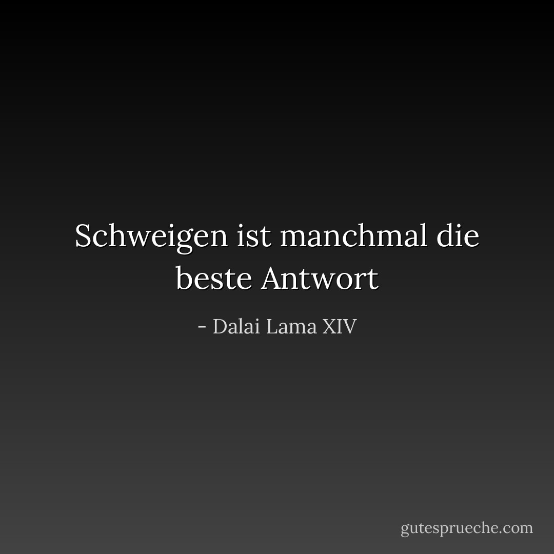 Schweigen ist manchmal die beste Antwort - Dalai Lama XIV<