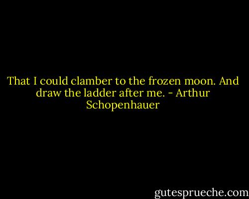 That I could clamber to the frozen moon. And draw the ladder after me. - Arthur Schopenhauer