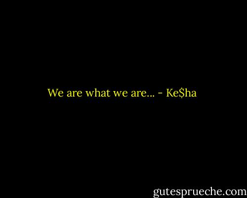 We are what we are... - Ke$ha