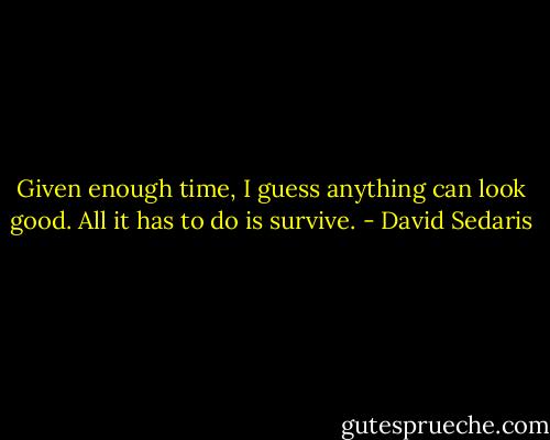 Given enough time, I guess anything can look good. All it has to do is survive. - David Sedaris