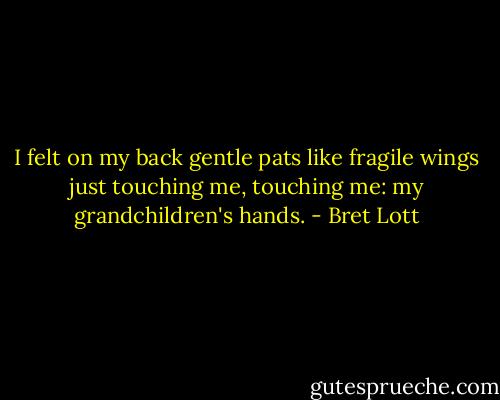 I felt on my back gentle pats like fragile wings just touching me, touching me: my grandchildren's hands. - Bret Lott