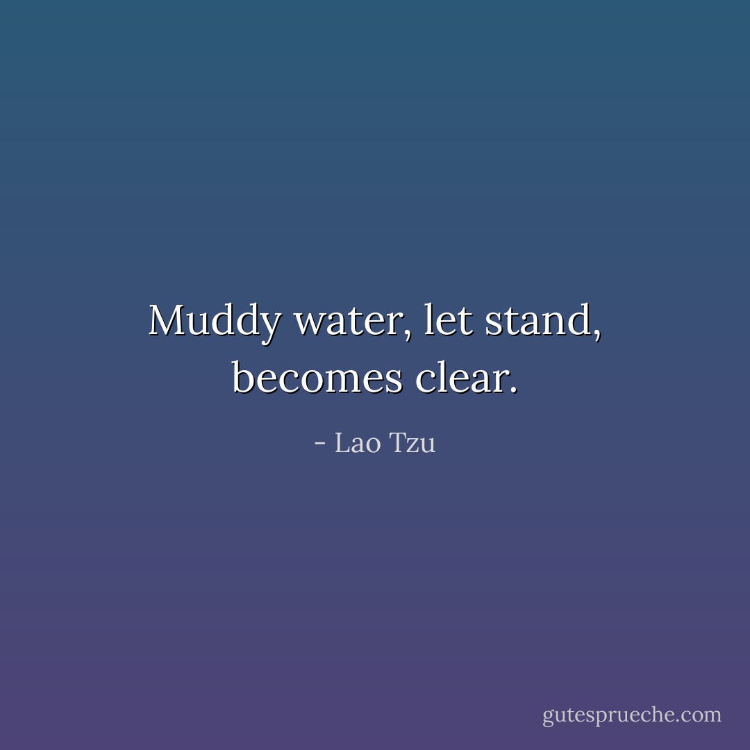 Muddy water, let stand, becomes clear. - Lao Tzu