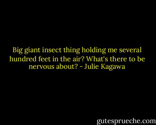Big giant insect thing holding me several hundred feet in the air? What's there to be nervous about? - Julie Kagawa