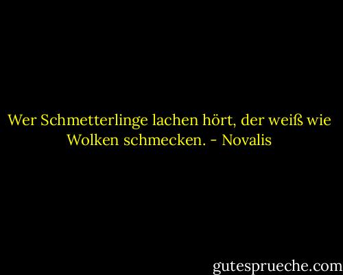 Wer Schmetterlinge lachen hört, der weiß wie Wolken schmecken. - Novalis
