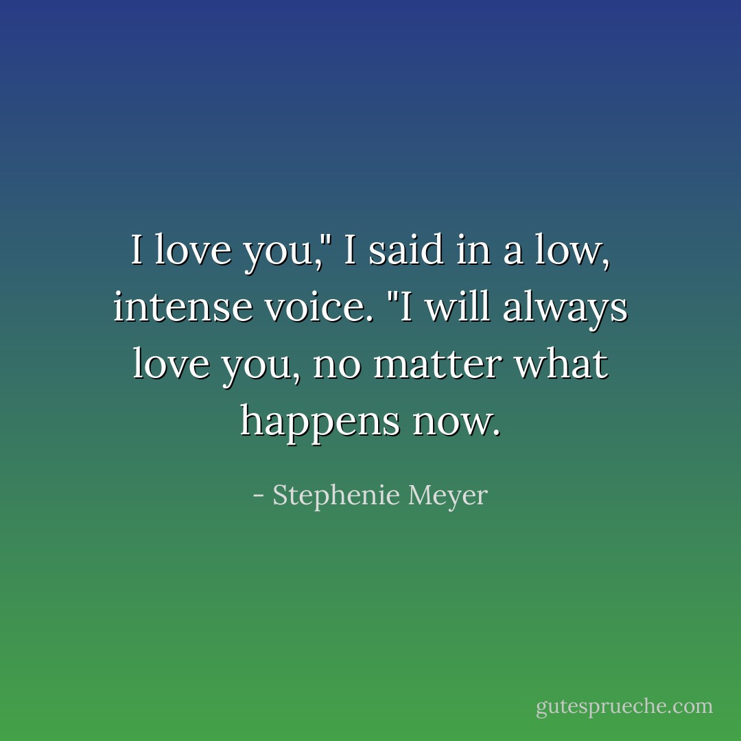 I love you," I said in a low, intense voice. "I will always love you, no matter what happens now. - Stephenie Meyer