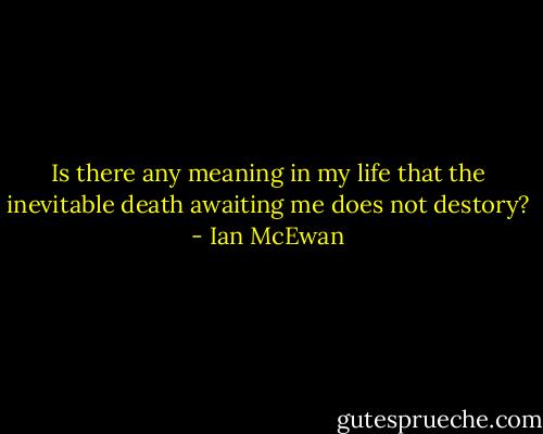 Is there any meaning in my life that the inevitable death awaiting me does not destory? - Ian McEwan