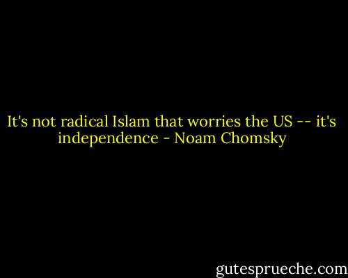 It's not radical Islam that worries the US -- it's independence - Noam Chomsky