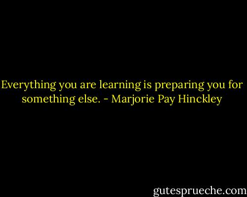 Everything you are learning is preparing you for something else. - Marjorie Pay Hinckley