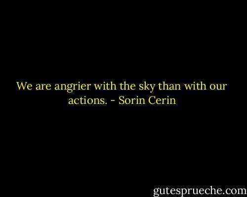 We are angrier with the sky than with our actions. - Sorin Cerin