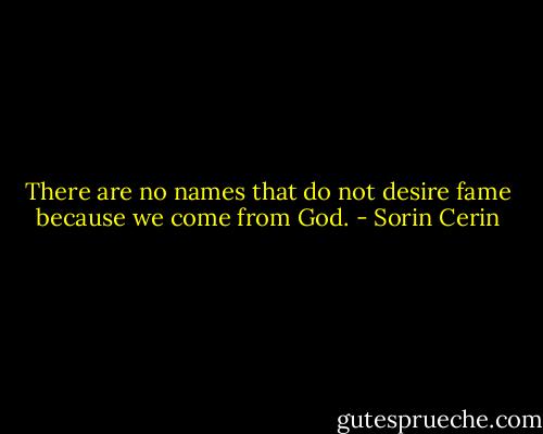 There are no names that do not desire fame because we come from God. - Sorin Cerin