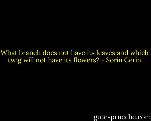 What branch does not have its leaves and which twig will not have its flowers? - Sorin Cerin