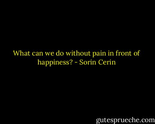What can we do without pain in front of happiness? - Sorin Cerin