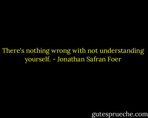 There's nothing wrong with not understanding yourself. - Jonathan Safran Foer