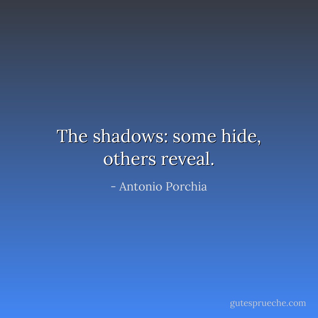 The shadows: some hide, others reveal. - Antonio Porchia