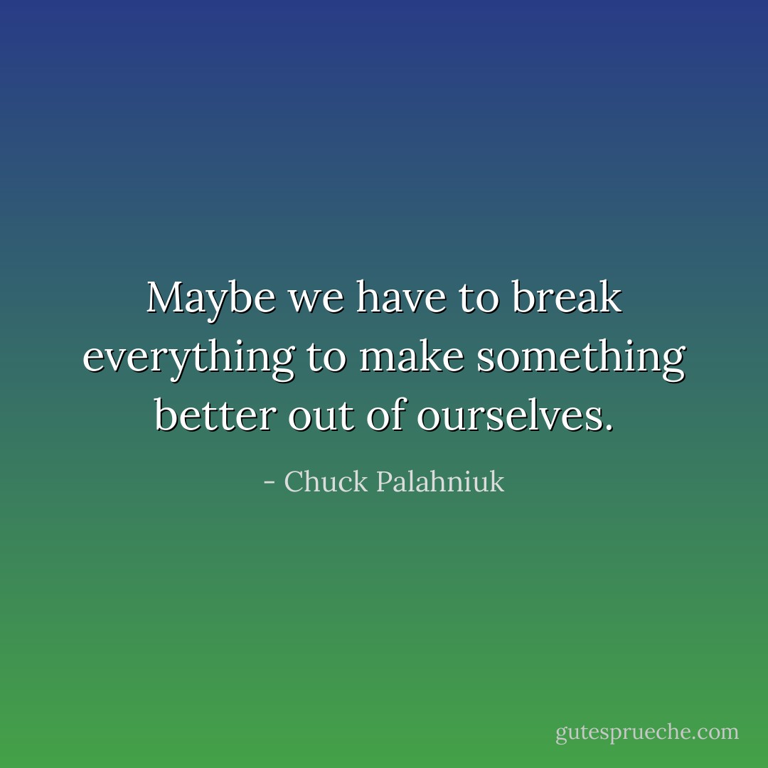 Maybe we have to break everything to make something better out of ourselves. - Chuck Palahniuk