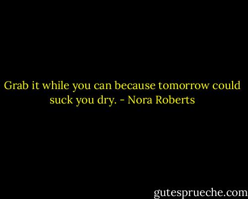 Grab it while you can because tomorrow could suck you dry. - Nora Roberts