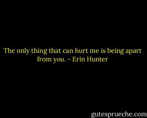 The only thing that can hurt me is being apart from you. - Erin Hunter