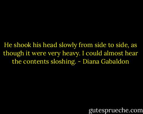 He shook his head slowly from side to side, as though it were very heavy. I could almost hear the contents sloshing. - Diana Gabaldon