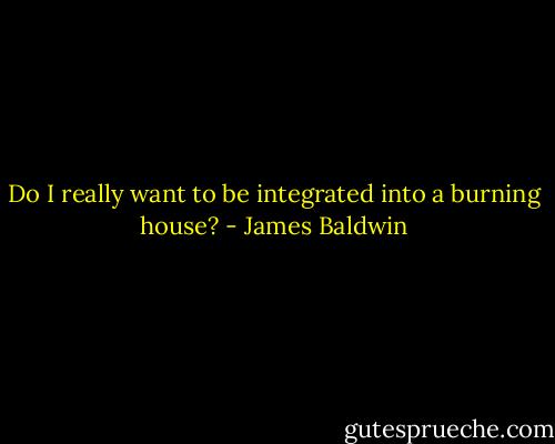 Do I really want to be integrated into a burning house? - James Baldwin