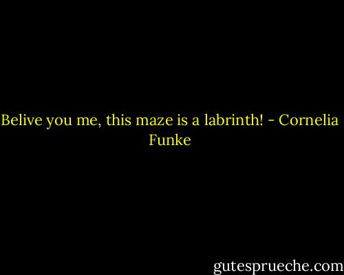 Belive you me, this maze is a labrinth! - Cornelia Funke