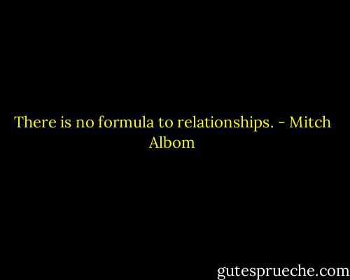There is no formula to relationships. - Mitch Albom