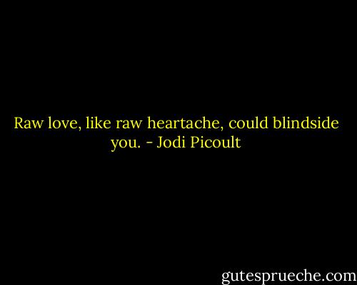 Raw love, like raw heartache, could blindside you. - Jodi Picoult