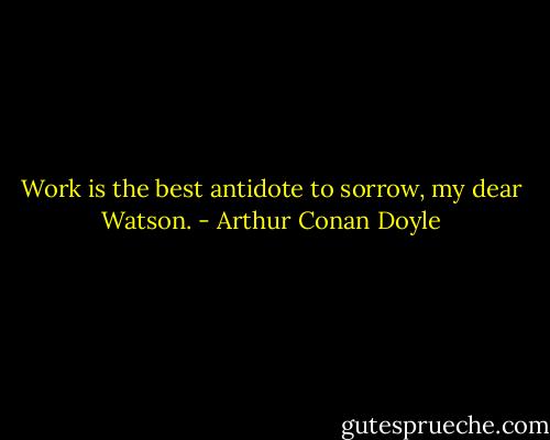 Work is the best antidote to sorrow, my dear Watson. - Arthur Conan Doyle